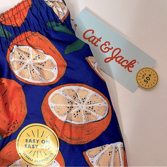 Cat & Jack Orange & Blue Swim Trunks Size 2T  NEW! - Picture 4 of 6